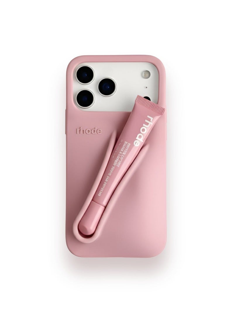 rhode Silicone Lip Gloss Holder for iPhone 17 Pro Max, Stick-On Lip Balm Sleeve Phone Case, Adhesive Lip Holder - Ribbon - Image 1